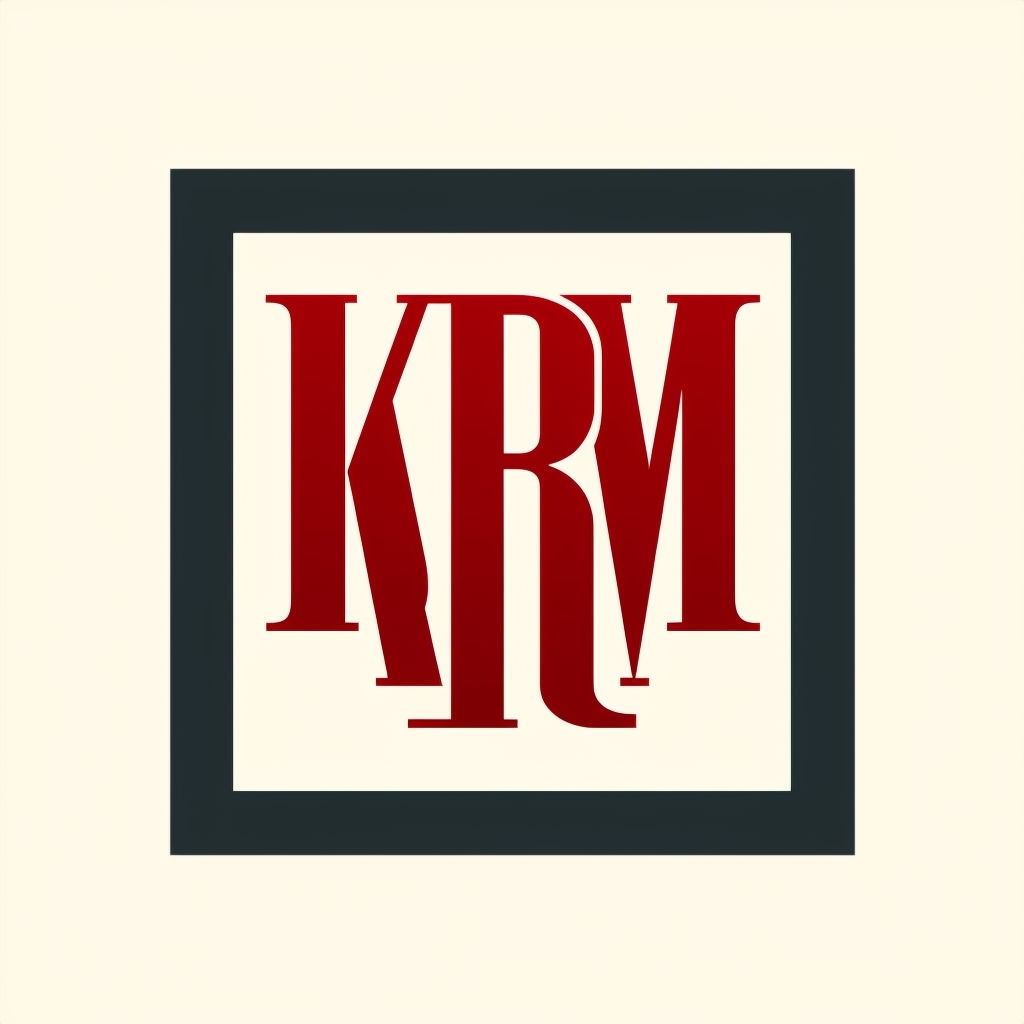 Bold Crimson KRM Monogram Logo Design on Light Beige Background Monogram