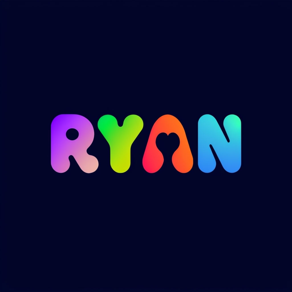 Colorful Minimalist RYAN Logo on Dark Navy Background