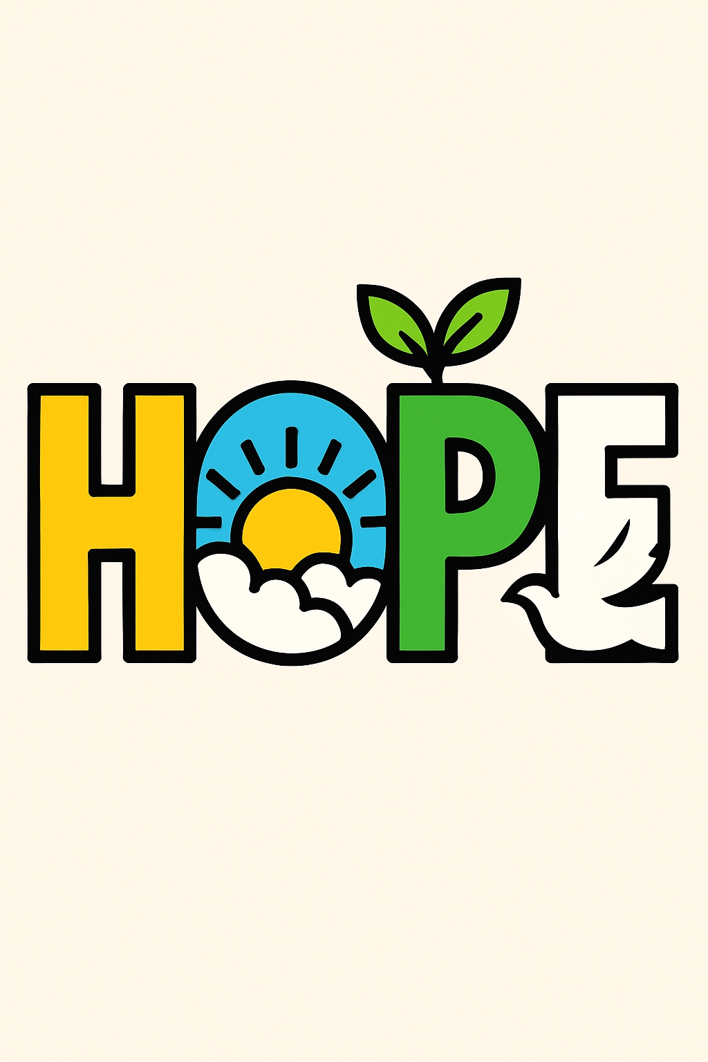 Vibrant 'HOPE' Word Art with Cheerful Designs Poster