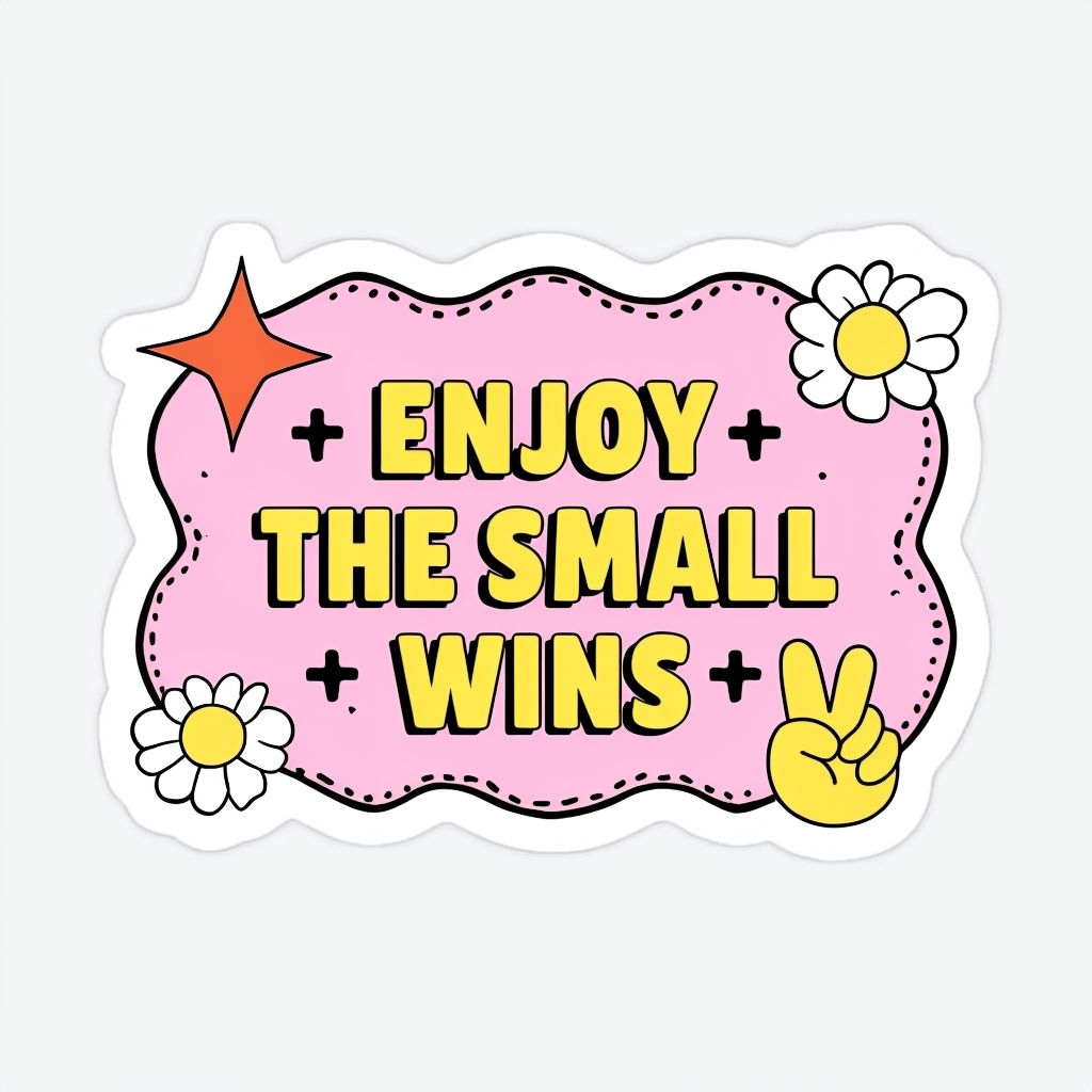 Enjoy the Small Wins Motivational Sticker with Cheerful Design