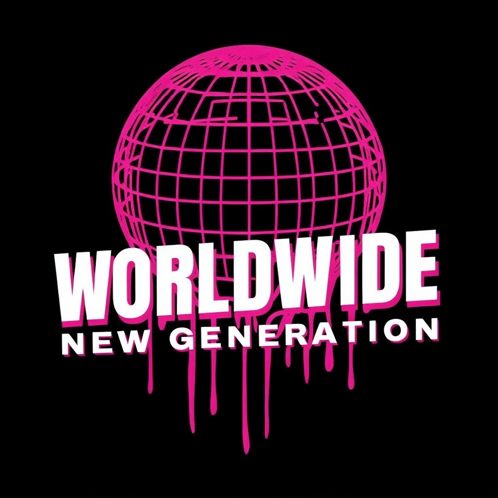 Modern Magenta Globe Design with Worldwide New Generation T-Shirt