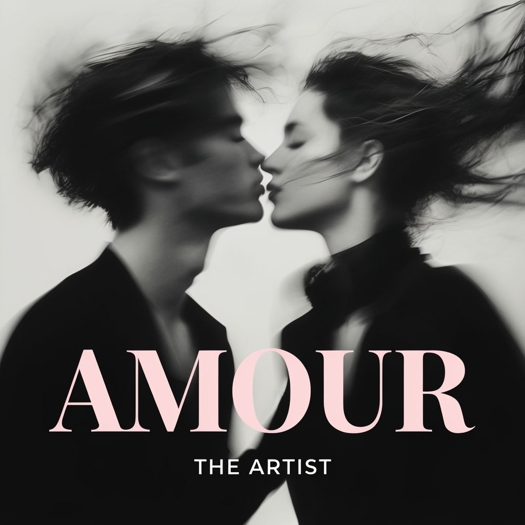 Dreamy Black and White Amour Portrait for Music Vibes Spotify Album Cover