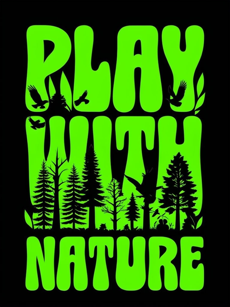 Play with Nature Neon Graphic Design T-Shirt