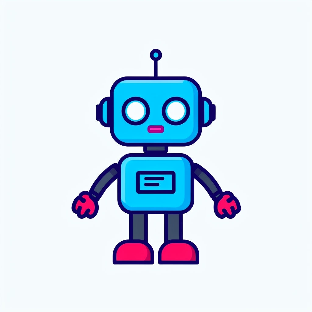 Playful Cartoon Robot Illustration Sticker