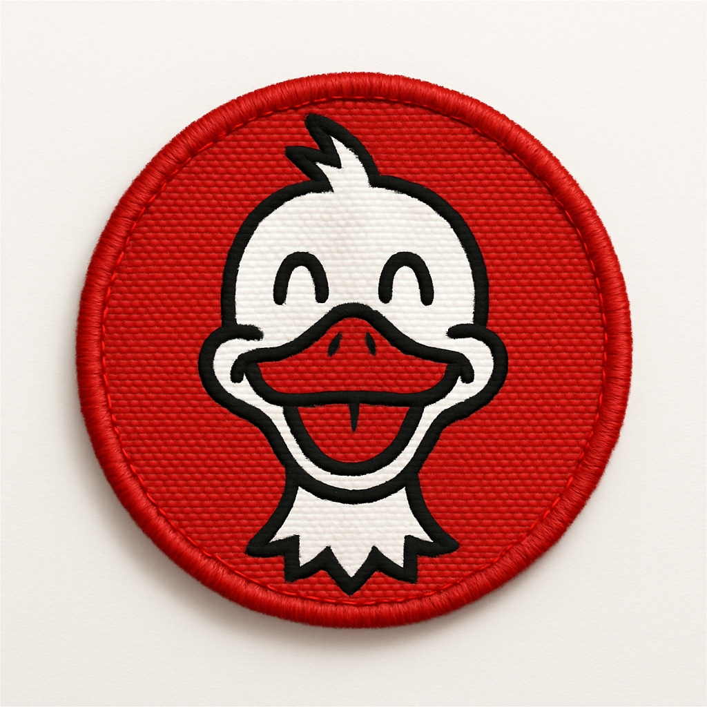 Vibrant Cartoon Duck Face Embroidered Patch Design for Hats