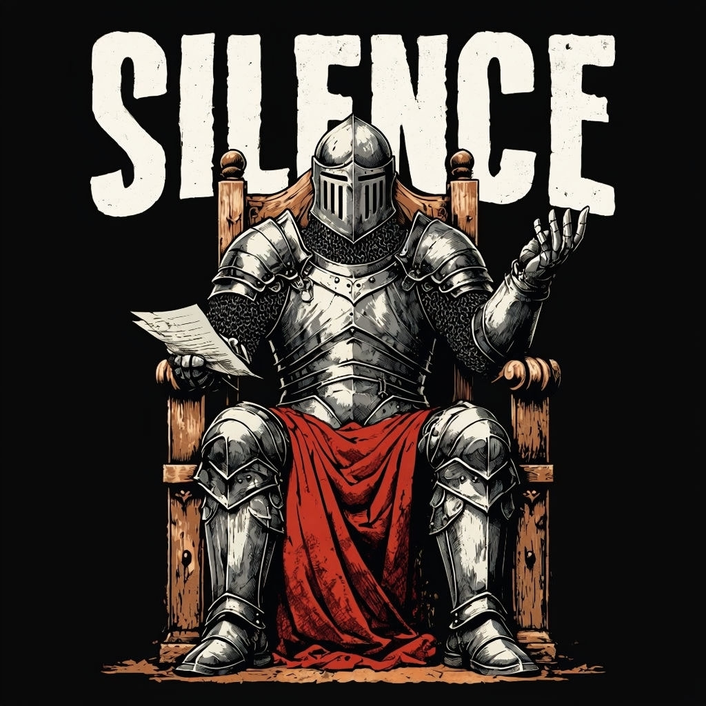 Armored Knight on Throne with Oath Scroll T-Shirt