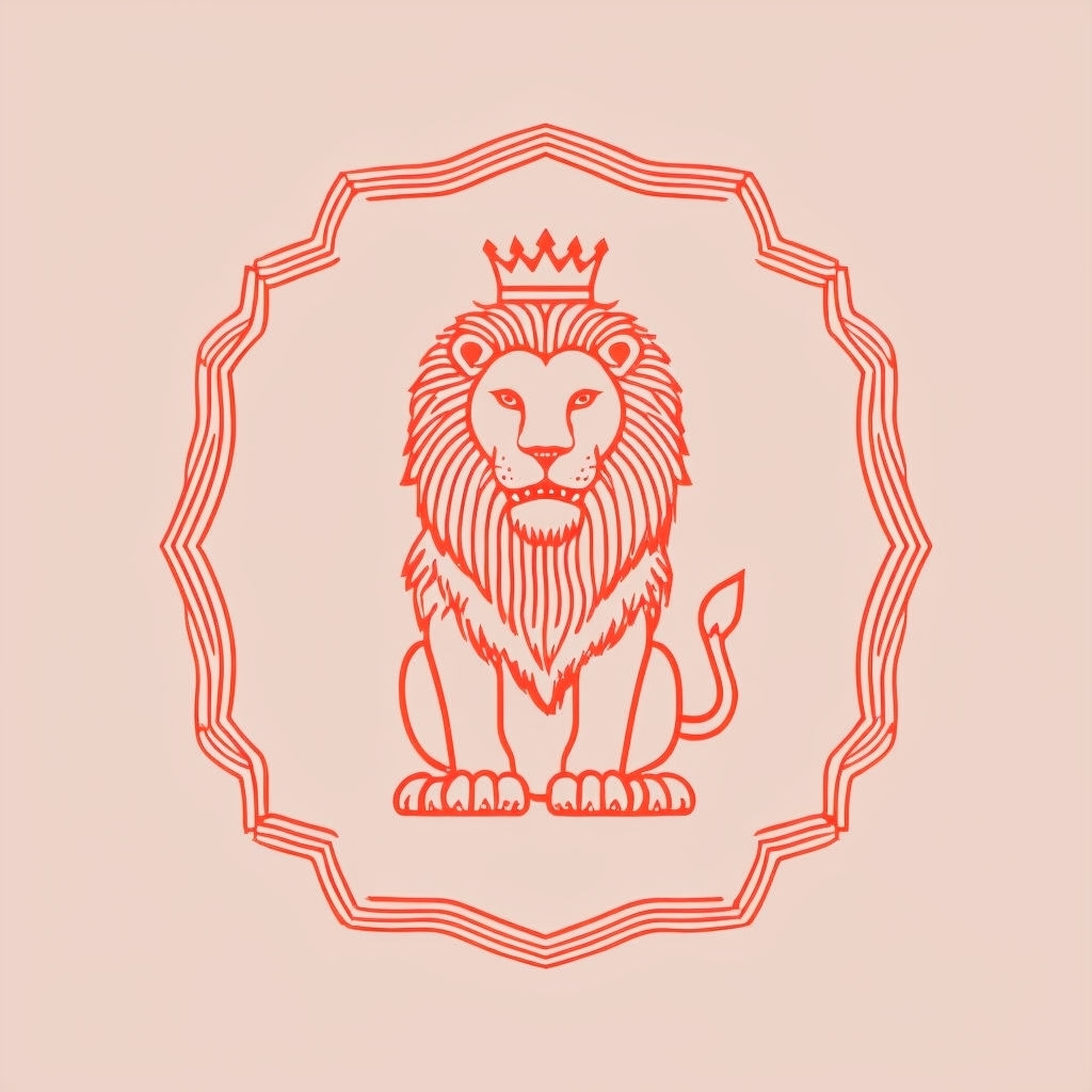 Elegant Regal Lion with Crown Minimalist Line Art Logo