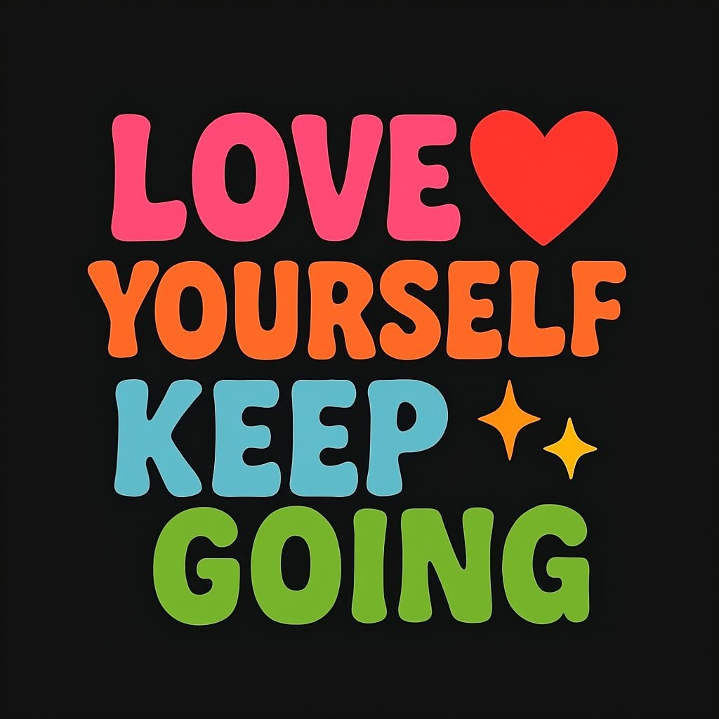 Vibrant Love Yourself Keep Going Motivational T-Shirt