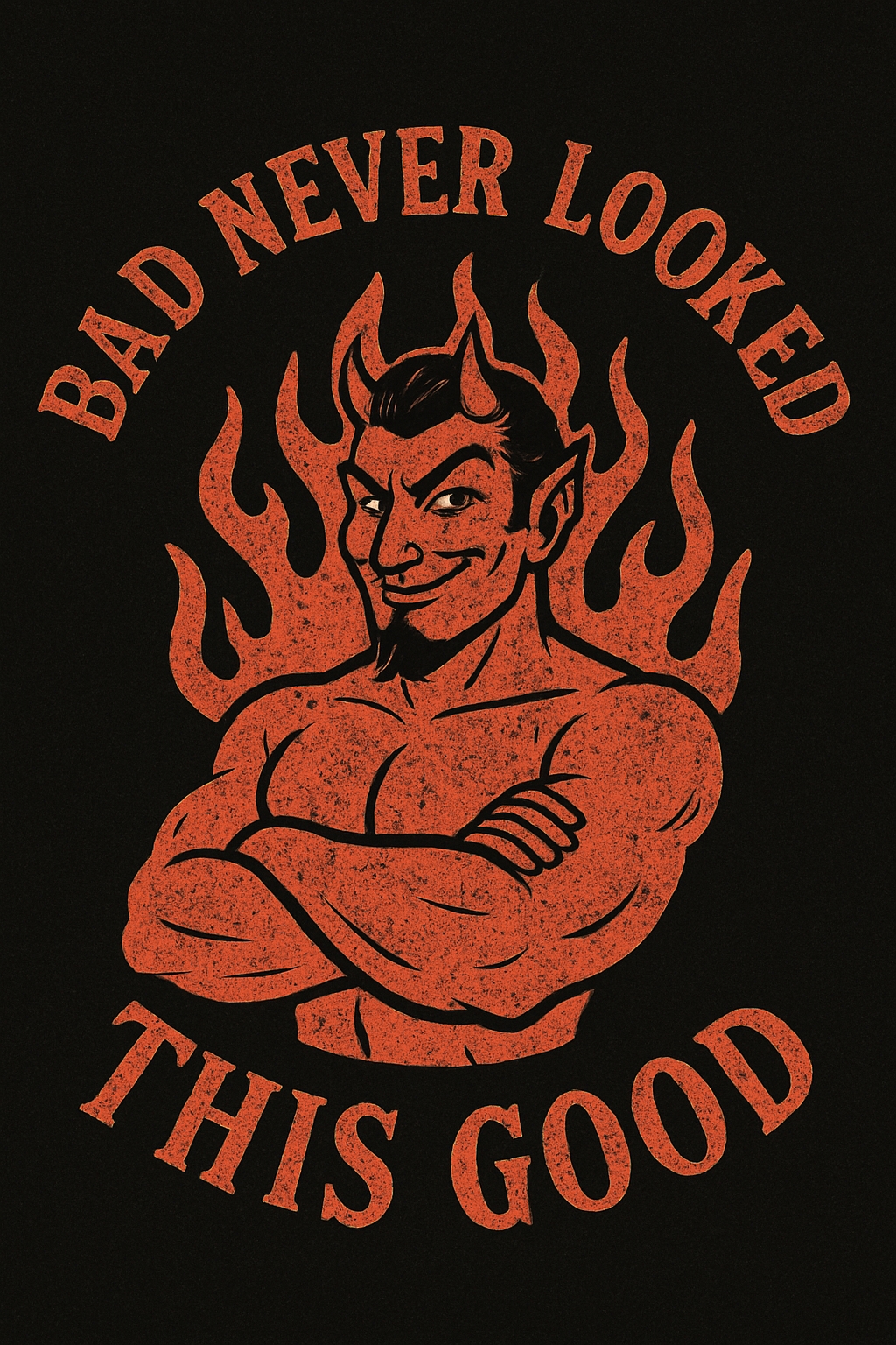 Muscular Devil Character with Bad Attitude T-Shirt