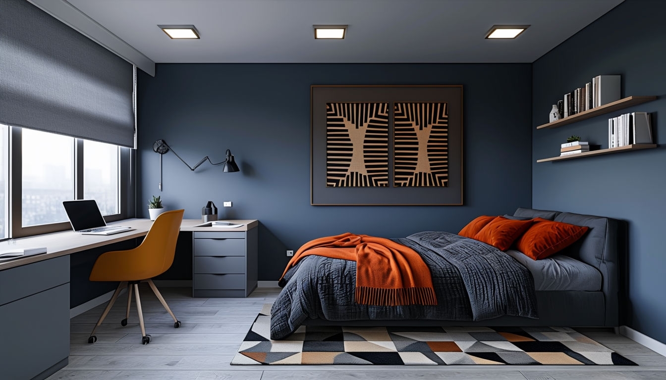 Modern Cozy Bedroom Interior Design with Warm Accents Art