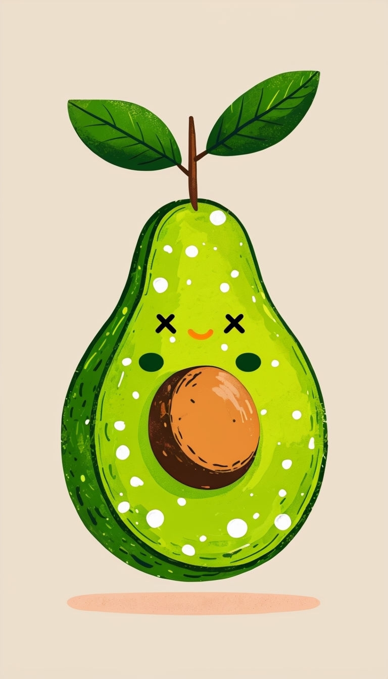 Cheerful Cartoon Avocado Character Illustration Phone Case Cover