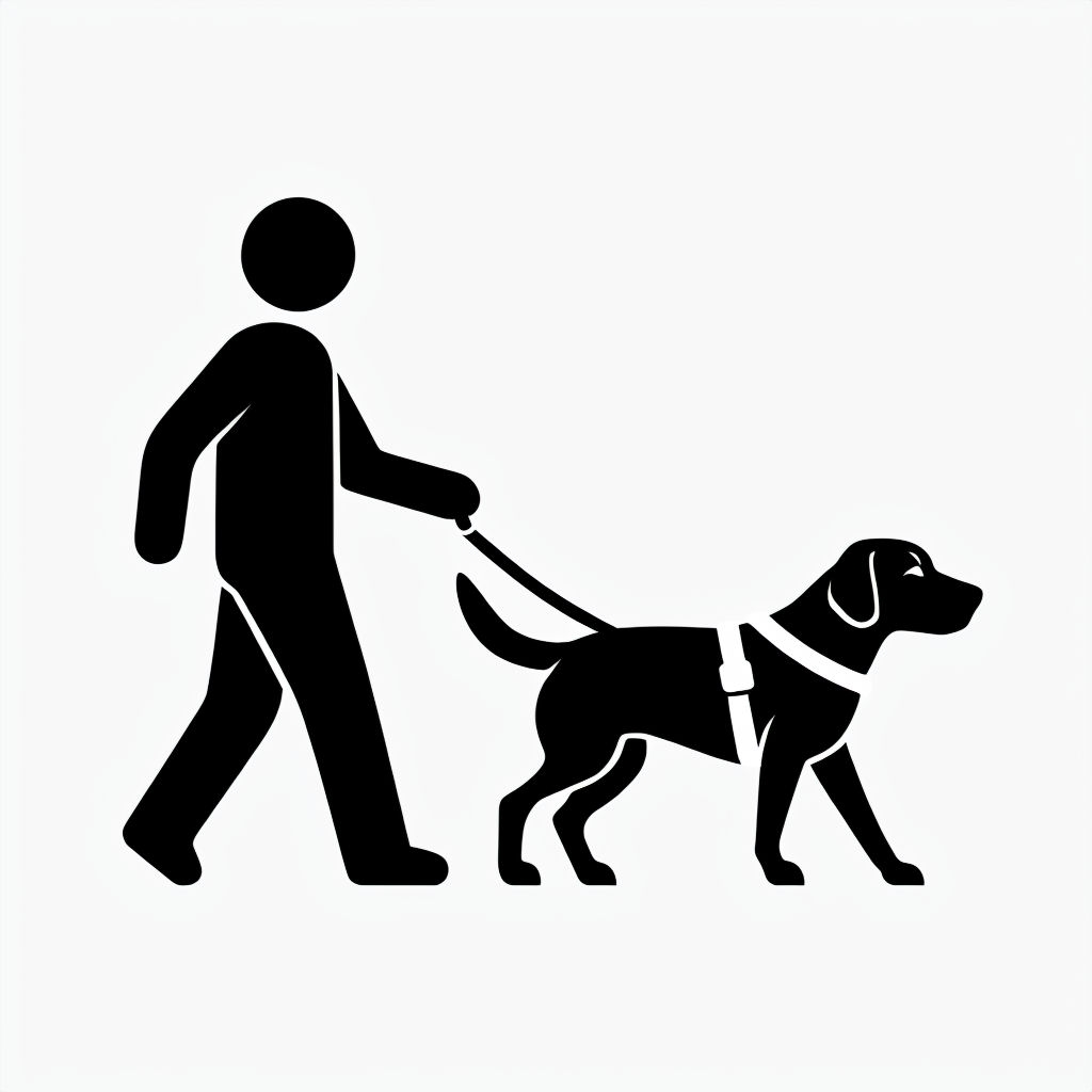 Walking Person with Guide Dog Icon Simple Sticker
