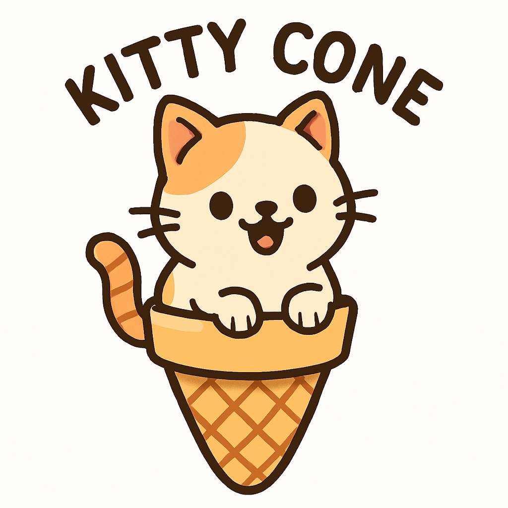 Cute Orange Cat with Ice Cream Cone 'Kitty Cone' Sticker