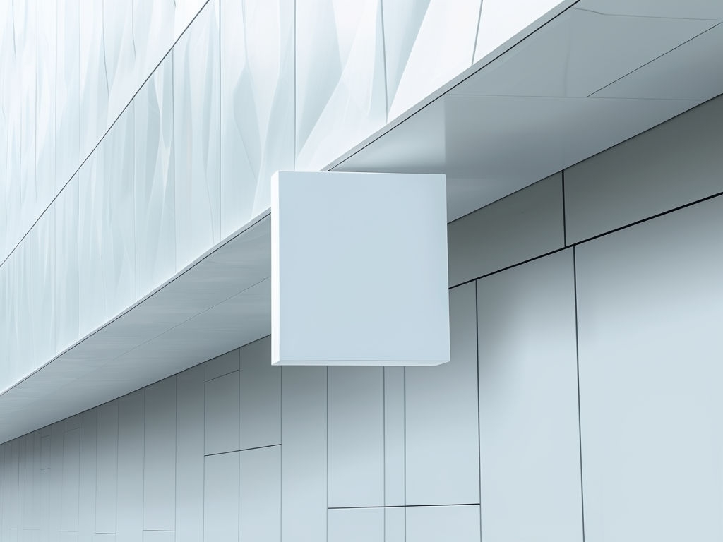 Sleek Modern Minimalist Sign on White Gray Architectural Wall Mockup