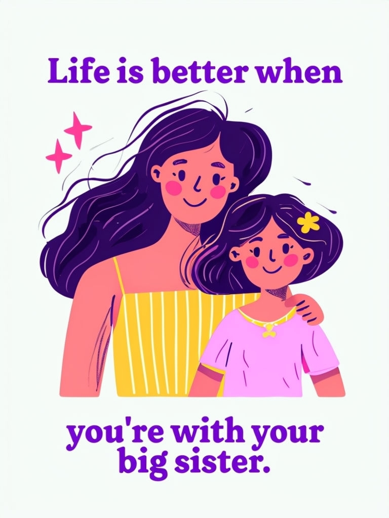 Heartwarming Sisterly Love Illustration T-Shirt