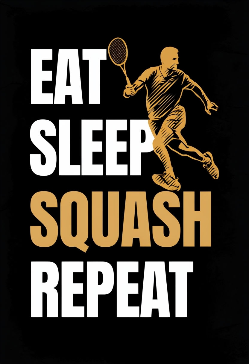 Bold Grunge Motivational Squash Player Poster for Inspiration