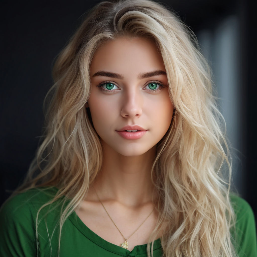 short blonde light hair and emerald eyes