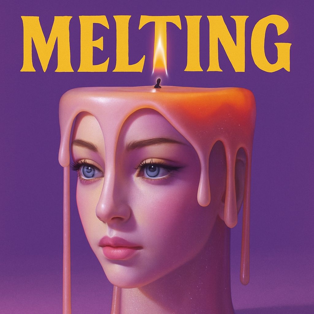 Surreal Melting Candle Woman with Ethereal Lavender Background Spotify Album Cover