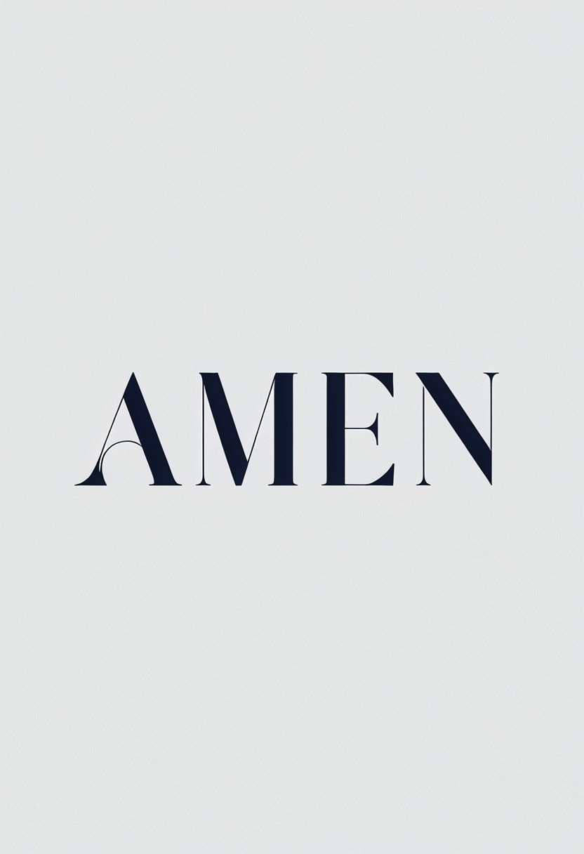 Elegant Dark Navy Blue 'AMEN' Typography Art Print Poster