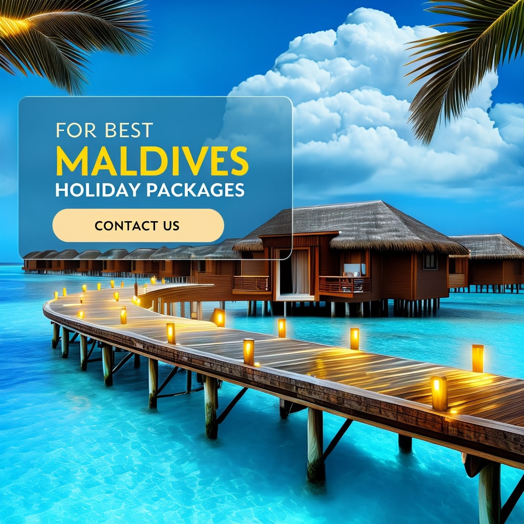 Tropical Maldives Luxury Resort Promotional Advertisement Social Media Post