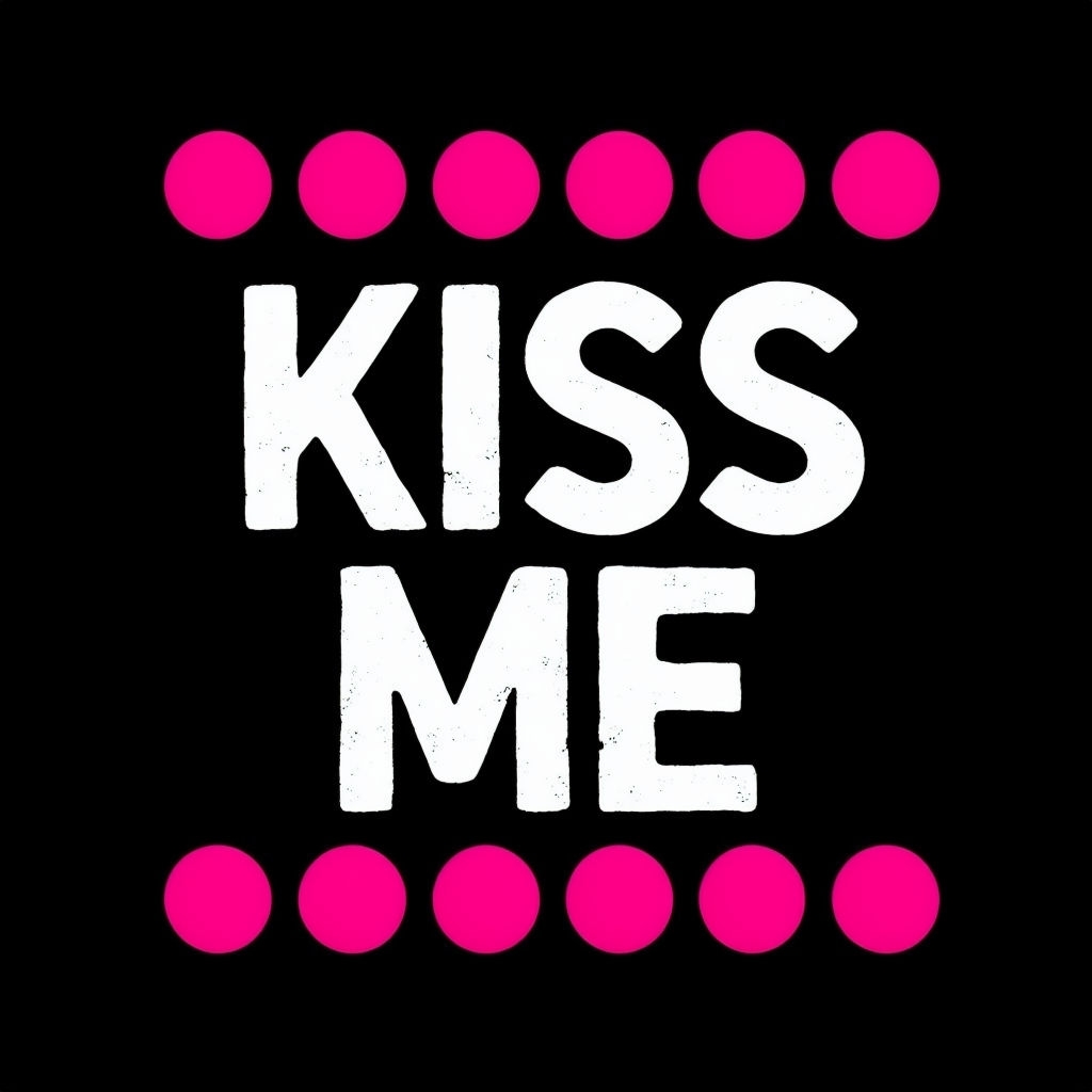 Minimalist KISS ME Graphic Design with Pink Dots T-Shirt