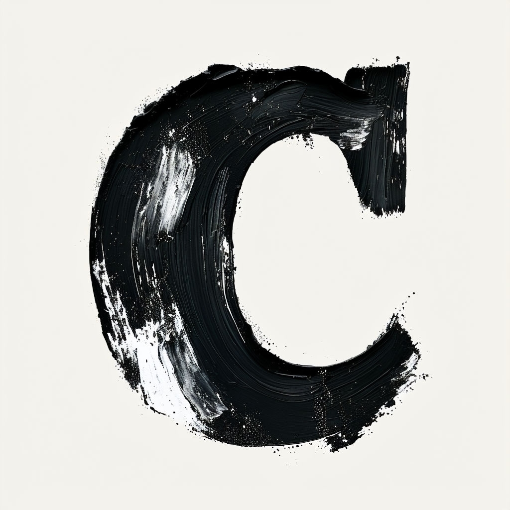 Textured Black and White Letter C Artwork Monogram