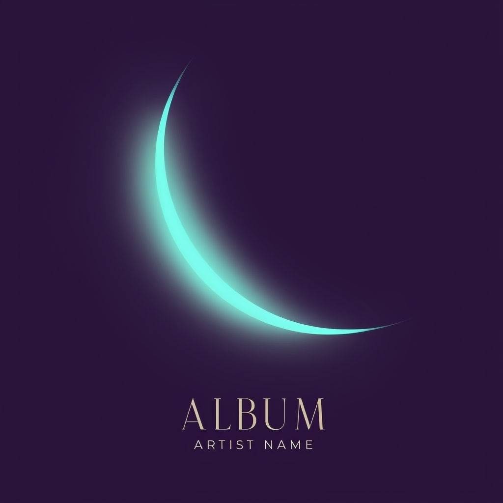 Glowing Crescent Moon with Elegant Typography Album Cover