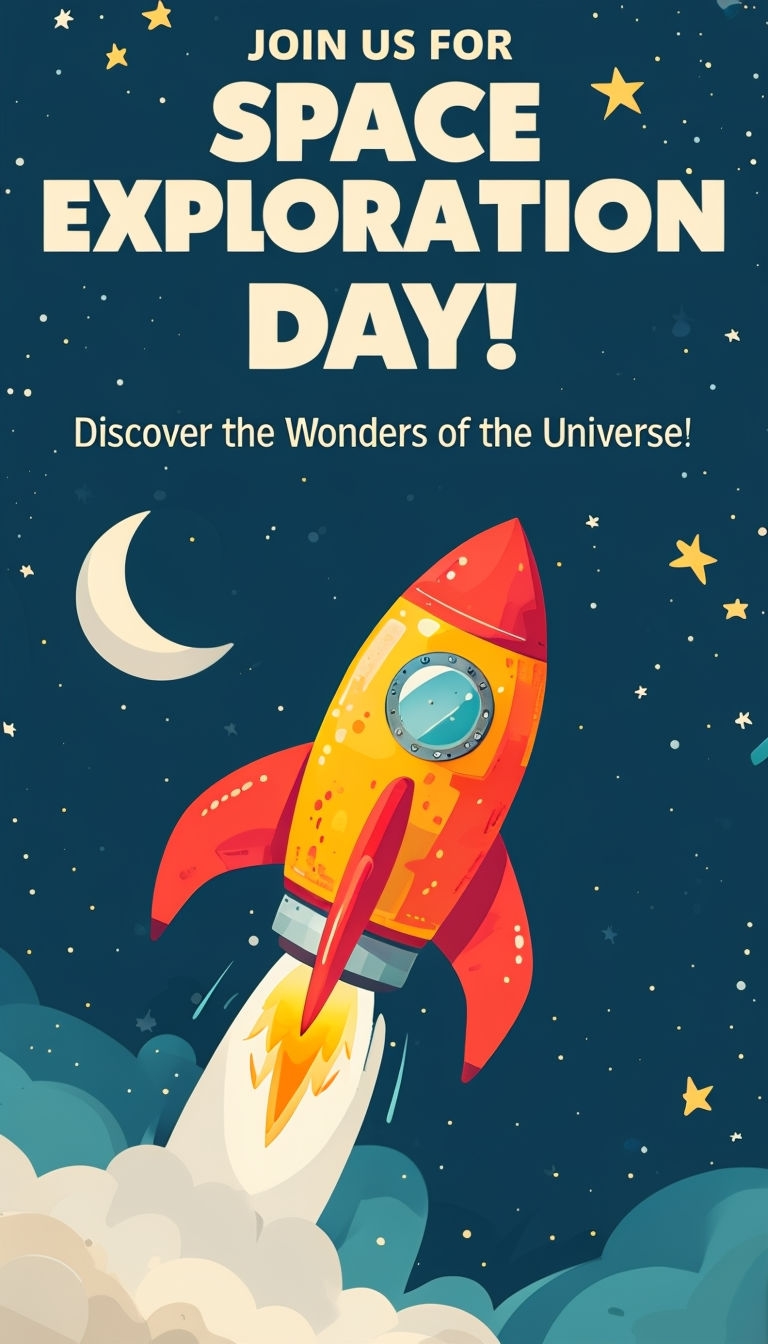 Vibrant Space Exploration Day Poster for Science Club