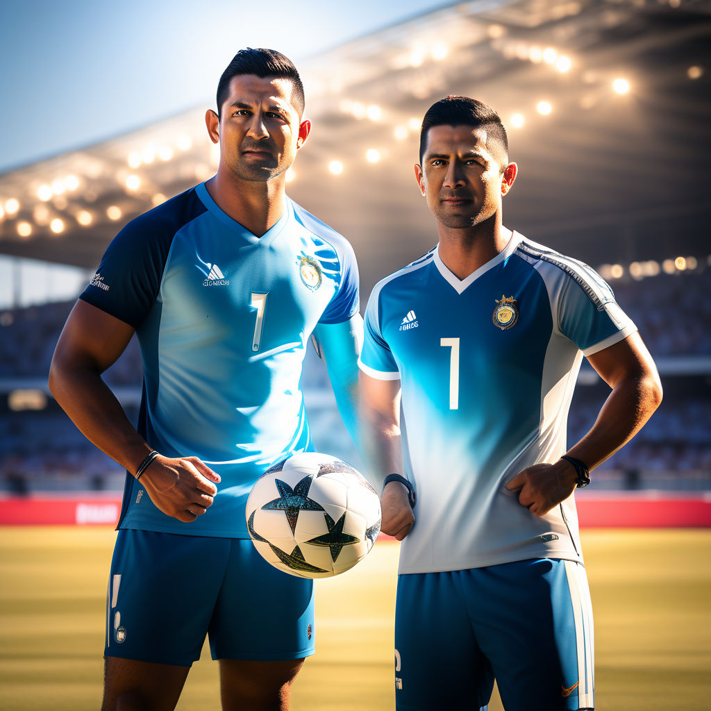 Ms Dhoni standing beside Cristiano Ronaldo by Kamal Bhatt - Playground