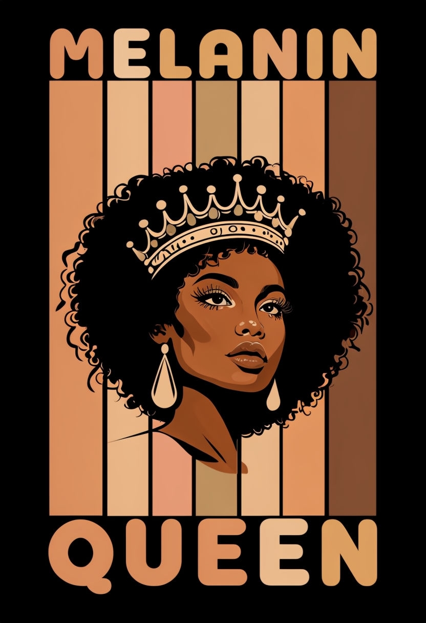 Melanin Queen Afro Woman Illustration T-Shirt