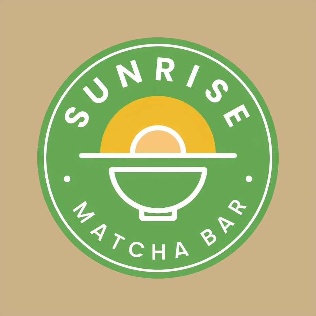 Modern Sunrise Matcha Circular Logo Design for Matcha Bar