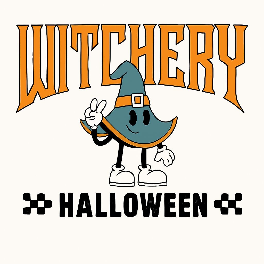 Playful Cartoon Witch Hat with Halloween Text T-Shirt