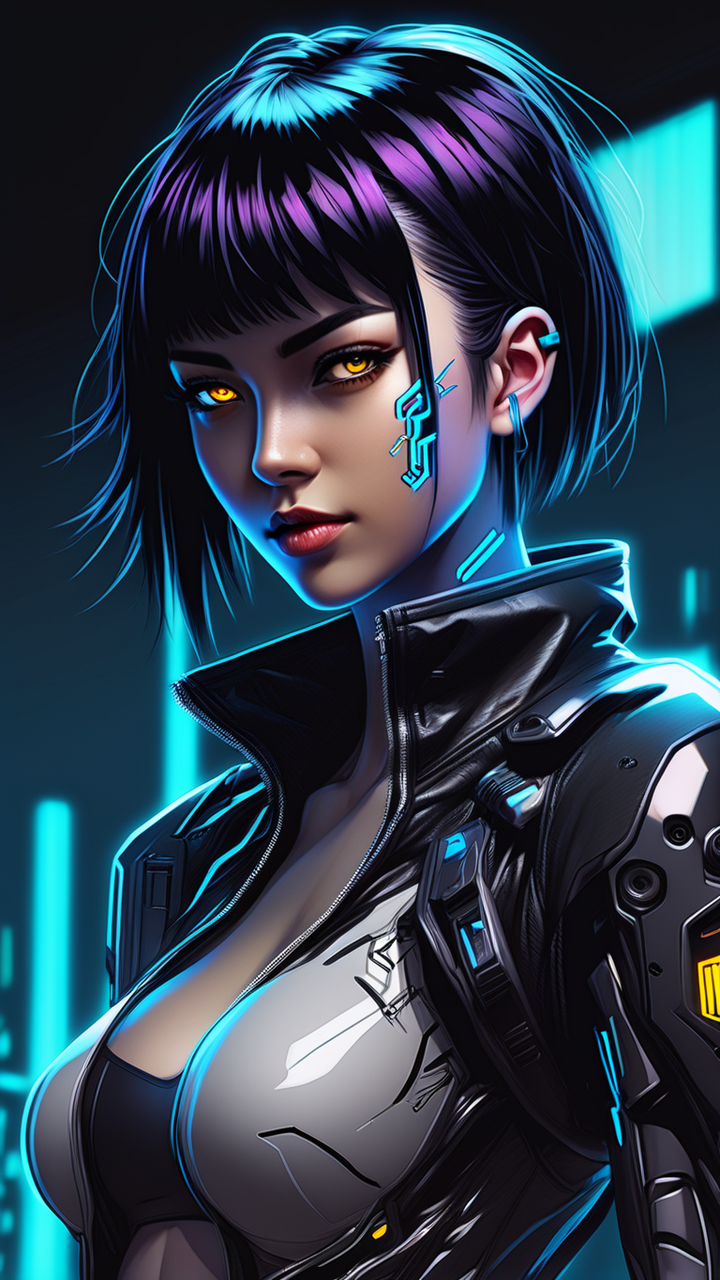 Cyberpunk female anime character standing confidently by Danien ...