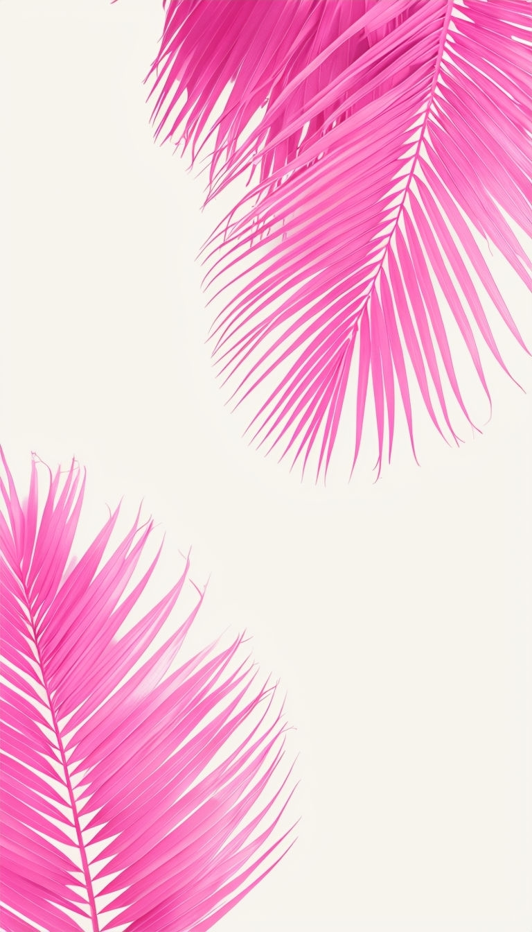 Vibrant Pink Palm Fronds Minimalist Digital Art Social Media Post