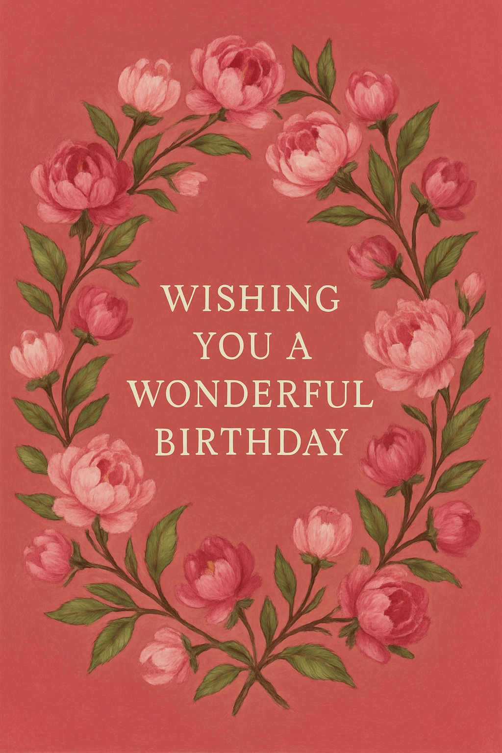 Elegant Floral Wreath Birthday Card Design with Pink Peonies Cards & Invites