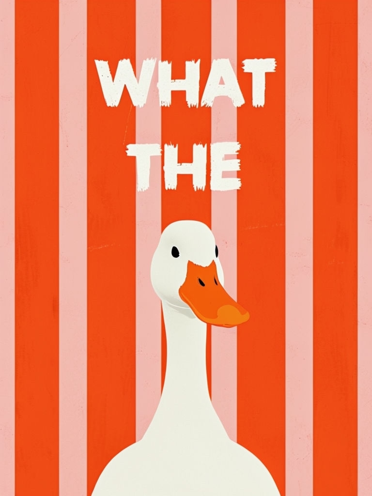 Playful Minimalist Illustration of a Duck with Bold Text Poster