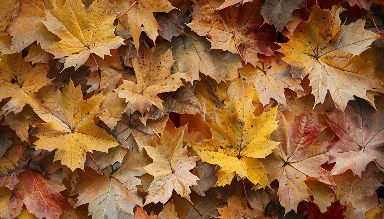 Vibrant Autumn Leaves Close-Up Background for Cozy Atmosphere Virtual Backgrounds