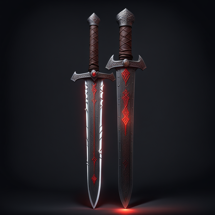 A medieval dwarf two-handed greatsword with red glowing dwar... by ...