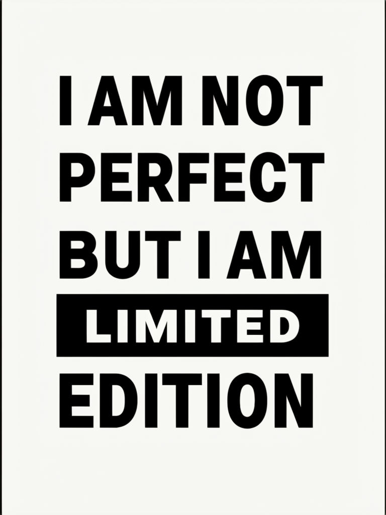 Empowering Minimalist Typography I Am Not Perfect Poster