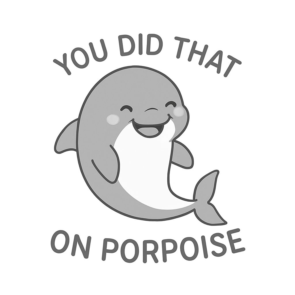 Cheerful Cartoon Dolphin with 'You Did That' Text Sticker