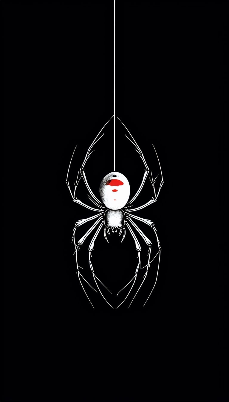 Minimalist White Spider Illustration on Black Background Phone Case Cover