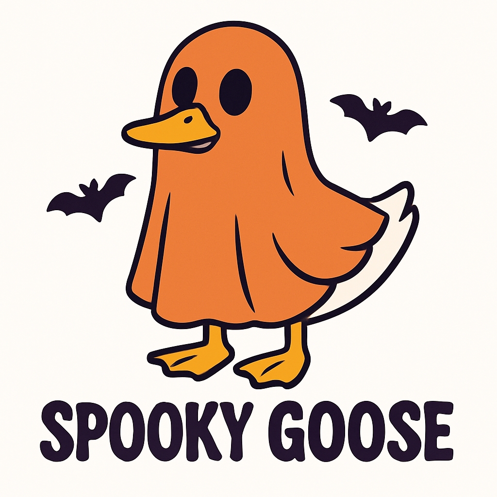 Spooky Cartoon Goose in Ghost Costume Halloween Sticker