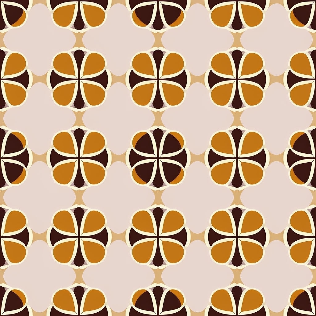 Retro 1960s-70s Geometric Pattern in Warm Tones Seamless Pattern