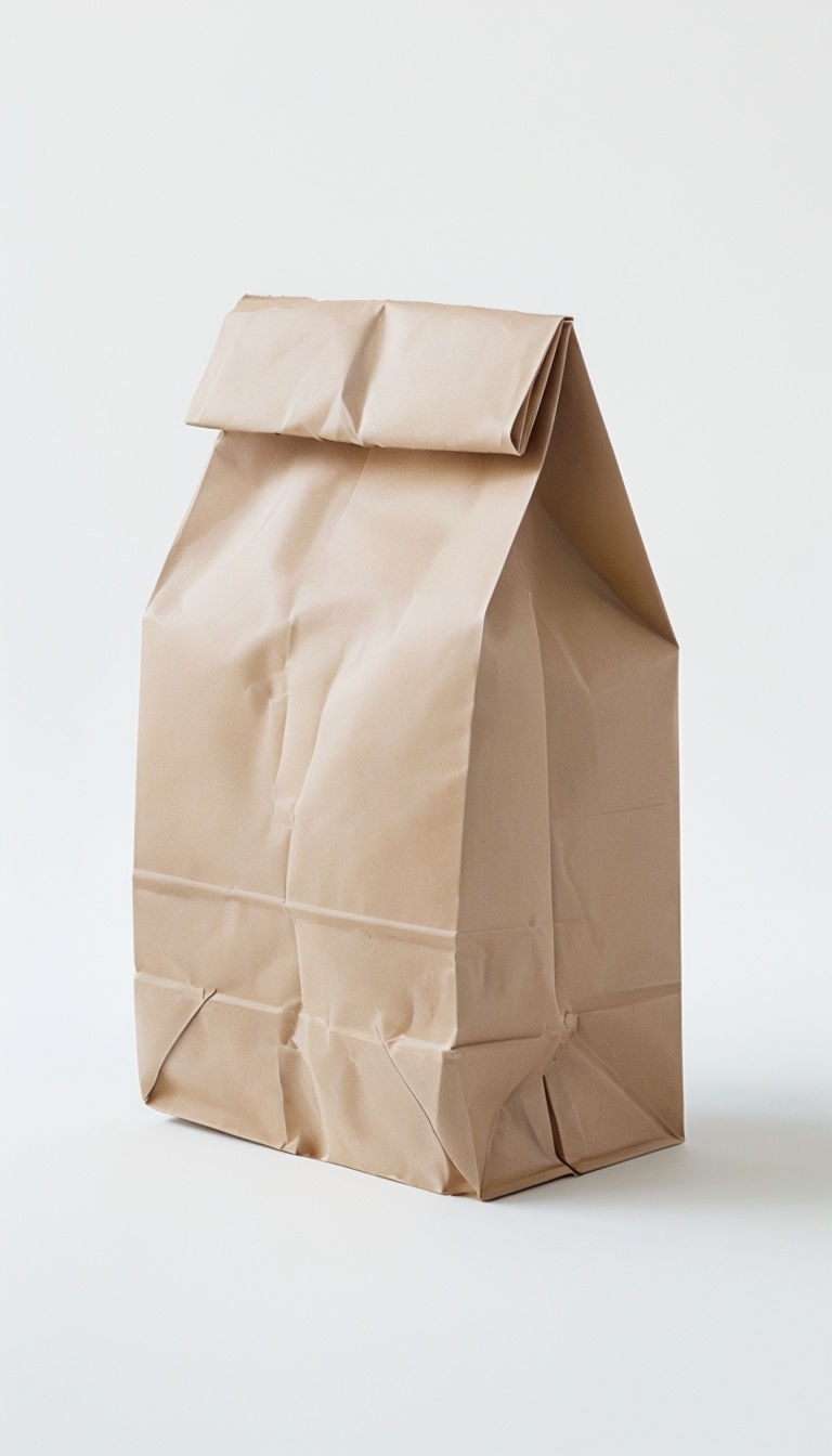 Minimalist Tan Paper Grocery Bag Mockup on White Background