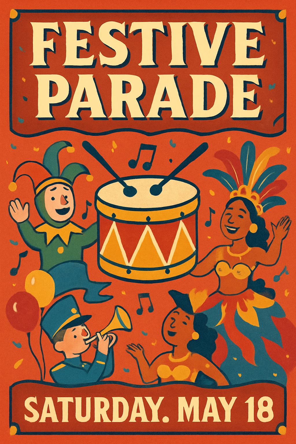 Vibrant Retro Festive Parade Promotional Art Poster