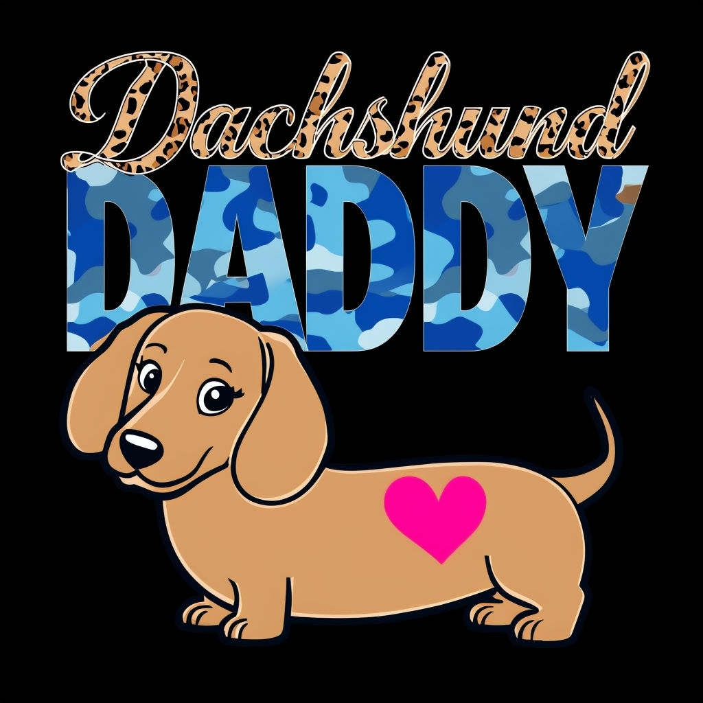 Cheerful Dachshund Daddy with Whimsical Text T-Shirt