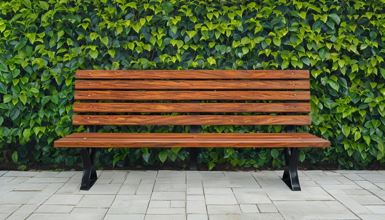 Inviting Garden Bench Surrounded by Lush Greenery Virtual Backgrounds