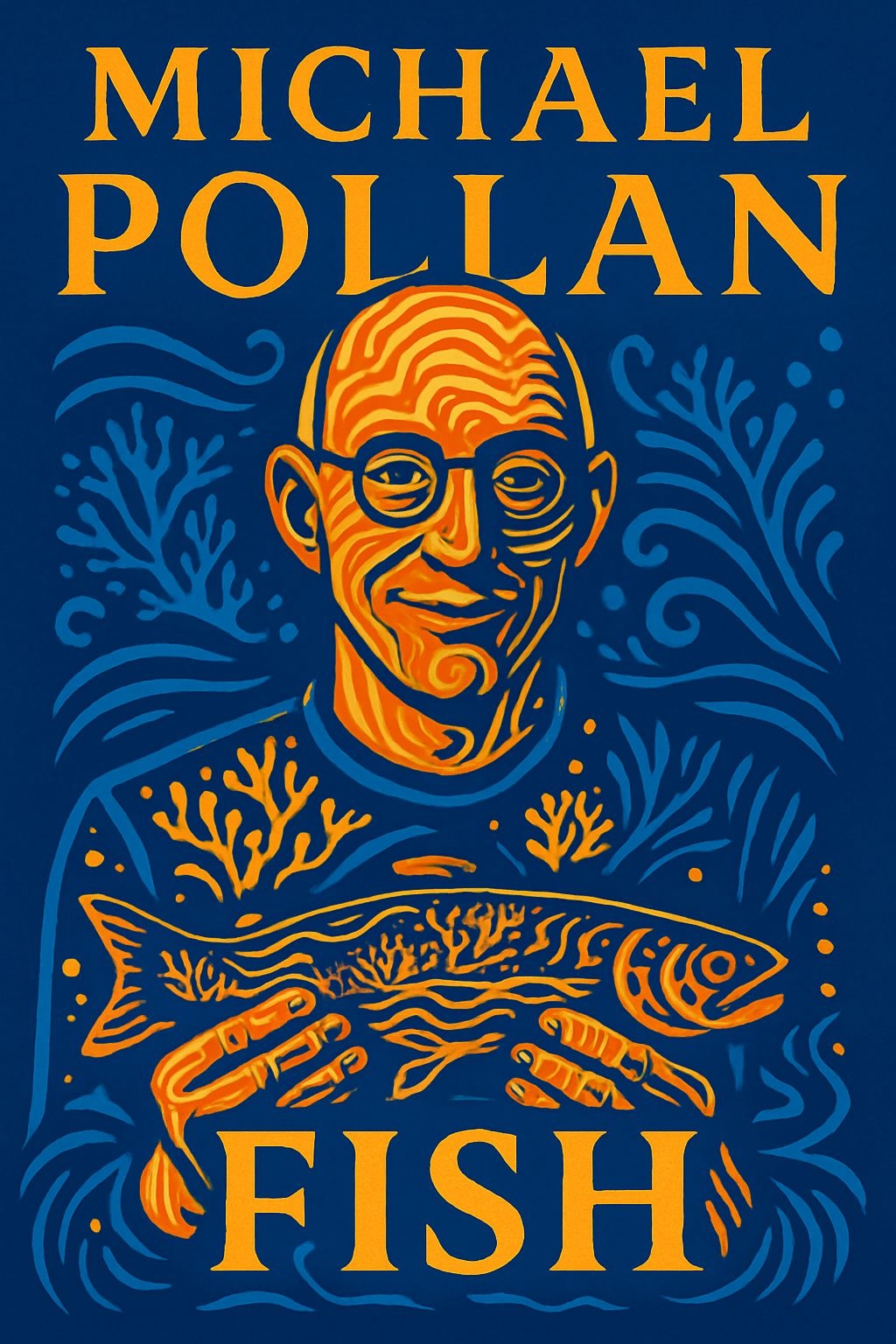 Vibrant Digital Illustration for Michael Pollan's Fish EBook Cover