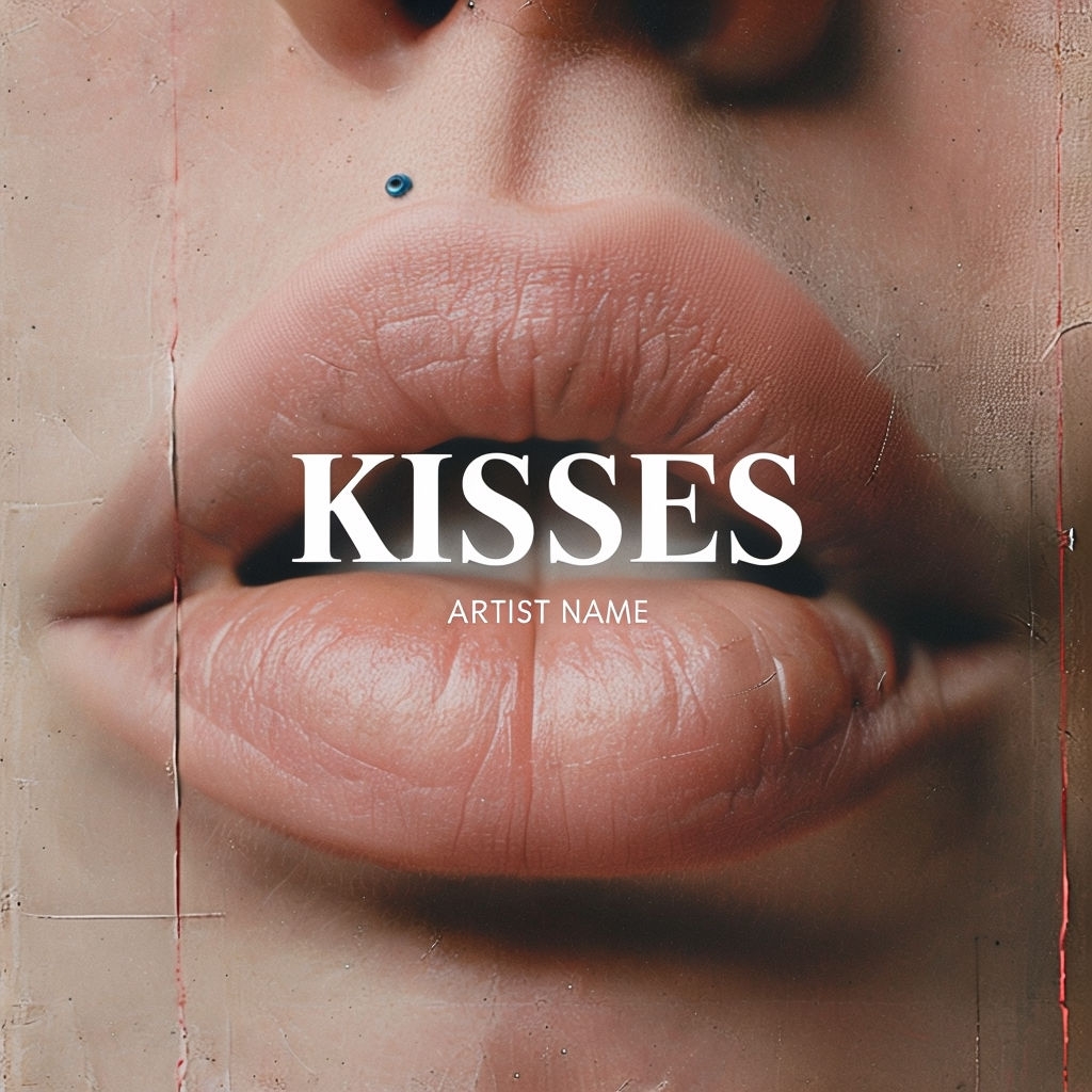 Kisses Artistic Close-Up Lips with Unique Piercing Spotify Album Cover