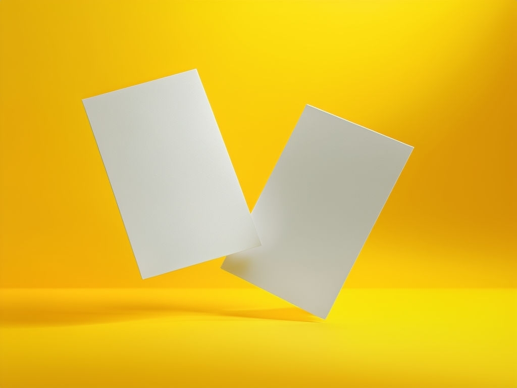 Crisp White Cards on Vibrant Yellow Background Mockup